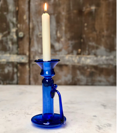 Porta Candele With Handle Dark Blue