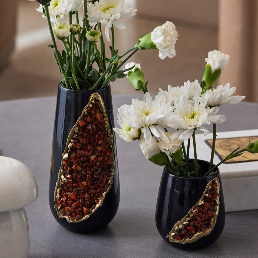 REGAN - BRASS CERAMIC STONE VASE