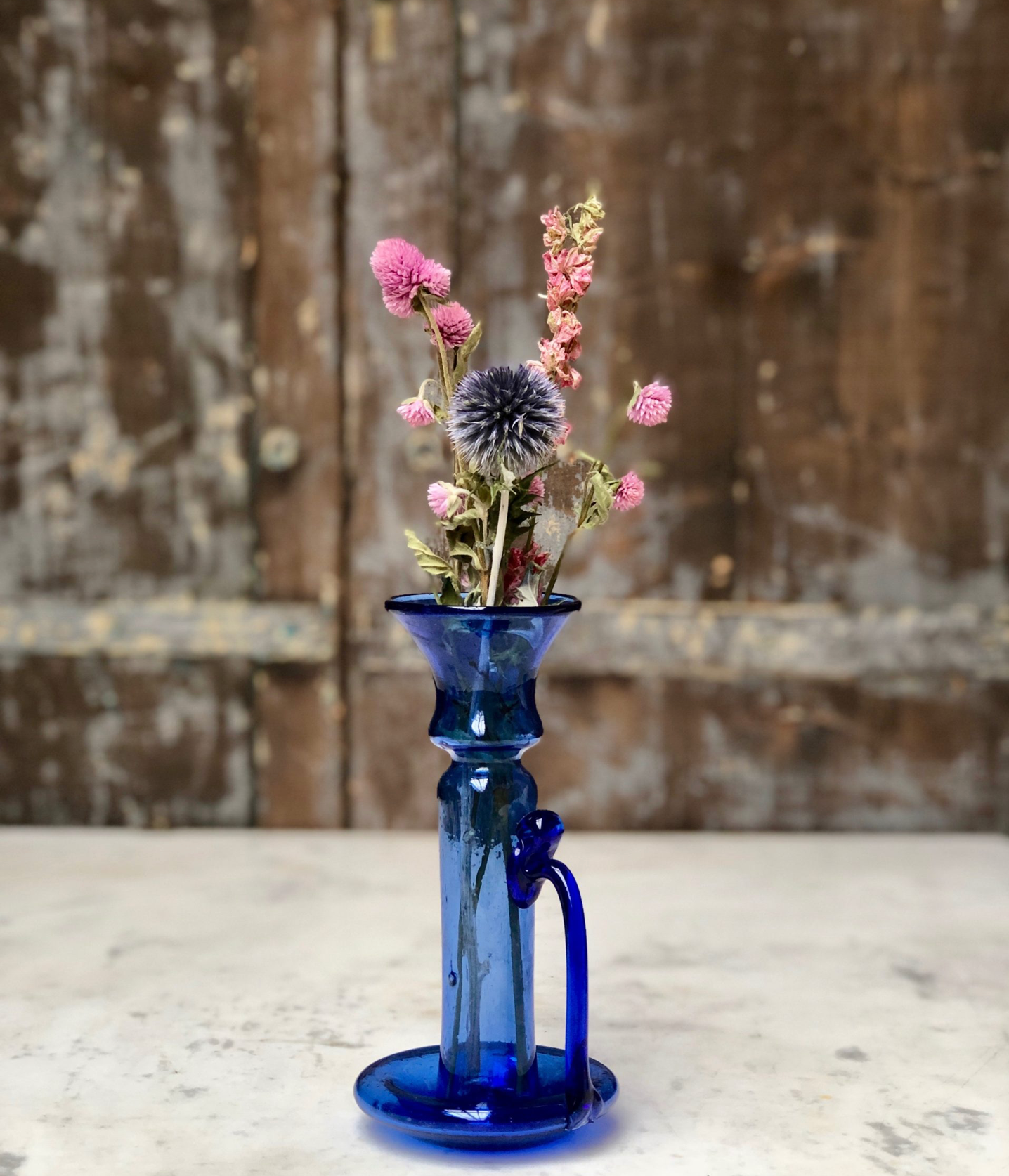 Porta Candele With Handle Dark Blue