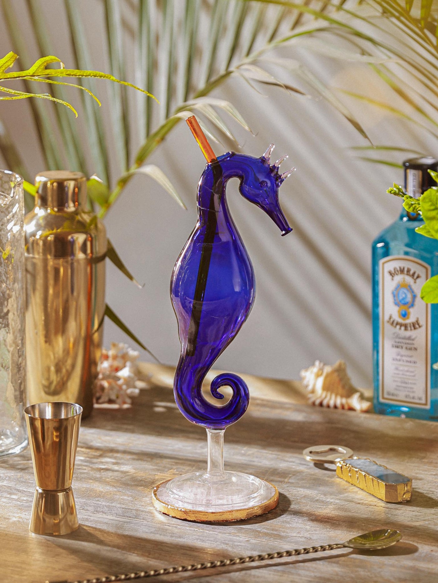 Sea-Horse-Splash Designer Blue Glass _ 275ml