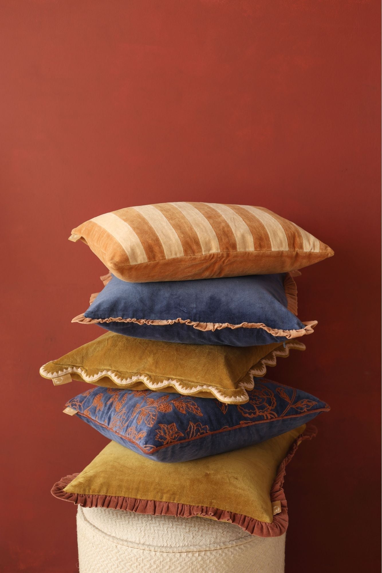 Jasper Ruffle Deep Ochre Cushion Cover