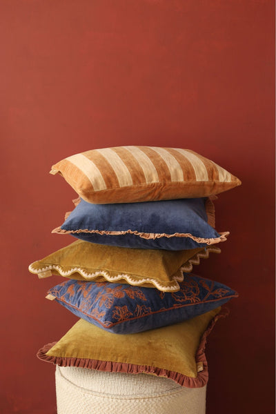 Jasper Ruffle Cobalt Blue Cushion Cover