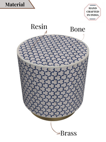 Inlay Drum Side Table with Base - Targua