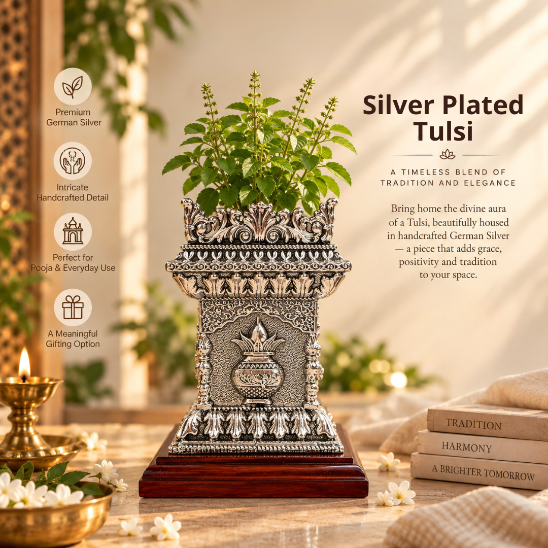Silver Plated Tulsi Pot for Pooja & Home Décor | Artecasa