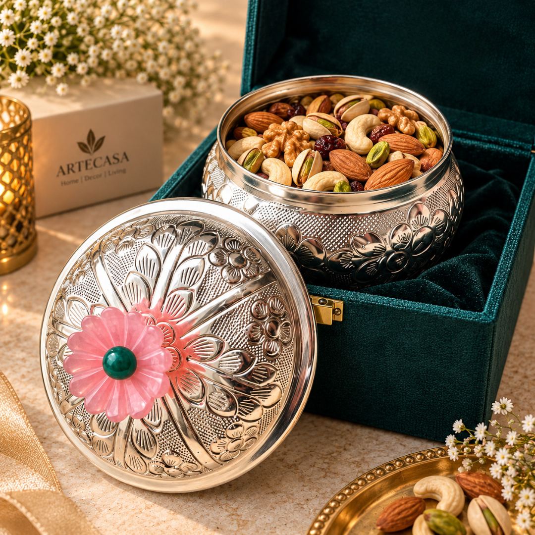Silver Plated Floral Trinket Box | Jewellery & Keepsake Box | Artecasa