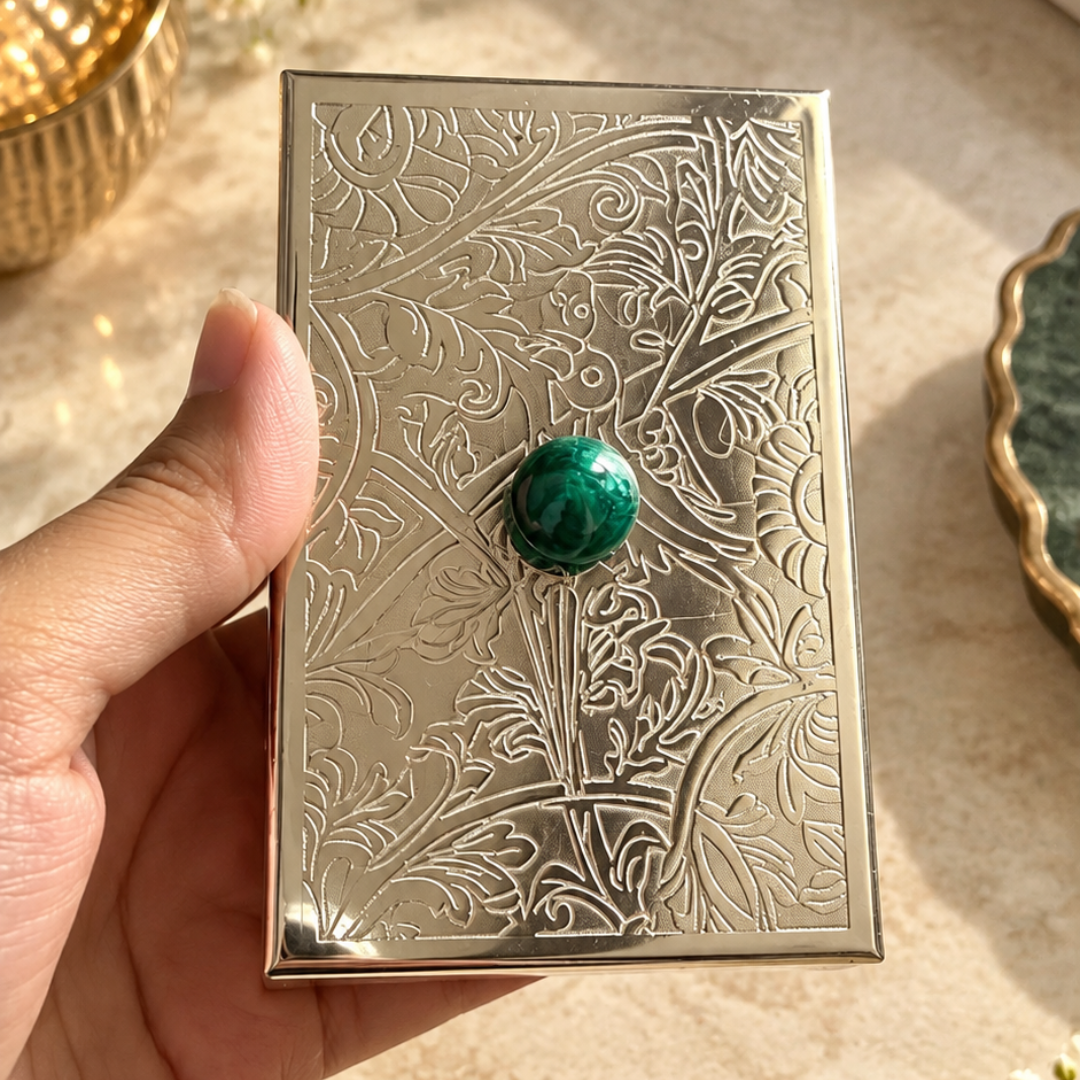Playing Cards with Silver Plated Shubh Labh Box | Festive Gift | Artecasa