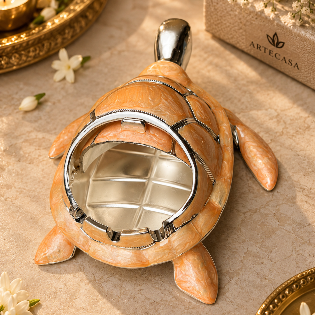 Silver Plated Turtle Ash Tray | Decorative Tabletop Décor