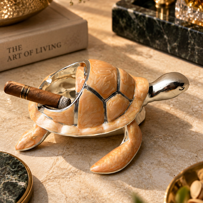 Silver Plated Turtle Ash Tray | Decorative Tabletop Décor