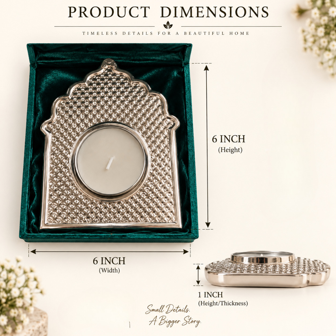 Silver Plated Tea Light Holder | Elegant Candle & Diwali Décor | Artecasa