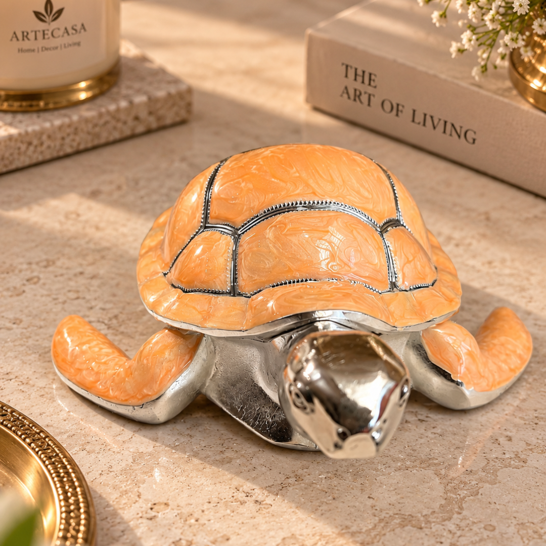 Silver Plated Turtle Ash Tray | Decorative Tabletop Décor