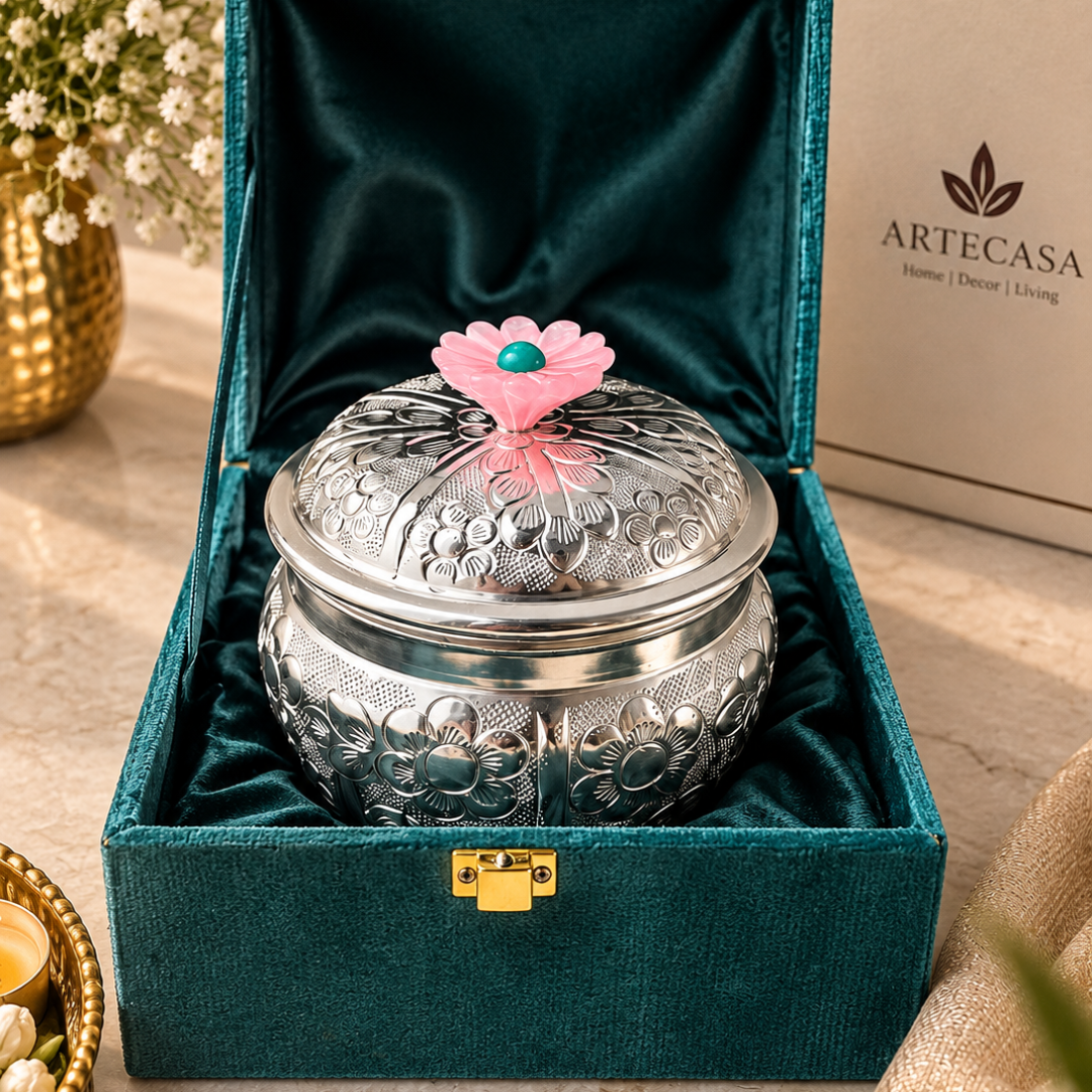 Silver Plated Floral Trinket Box | Jewellery & Keepsake Box | Artecasa
