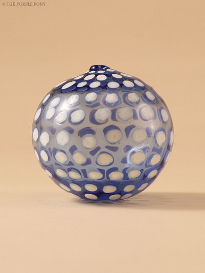 Art Glass Hand Blown Sphere - Sky n Polka