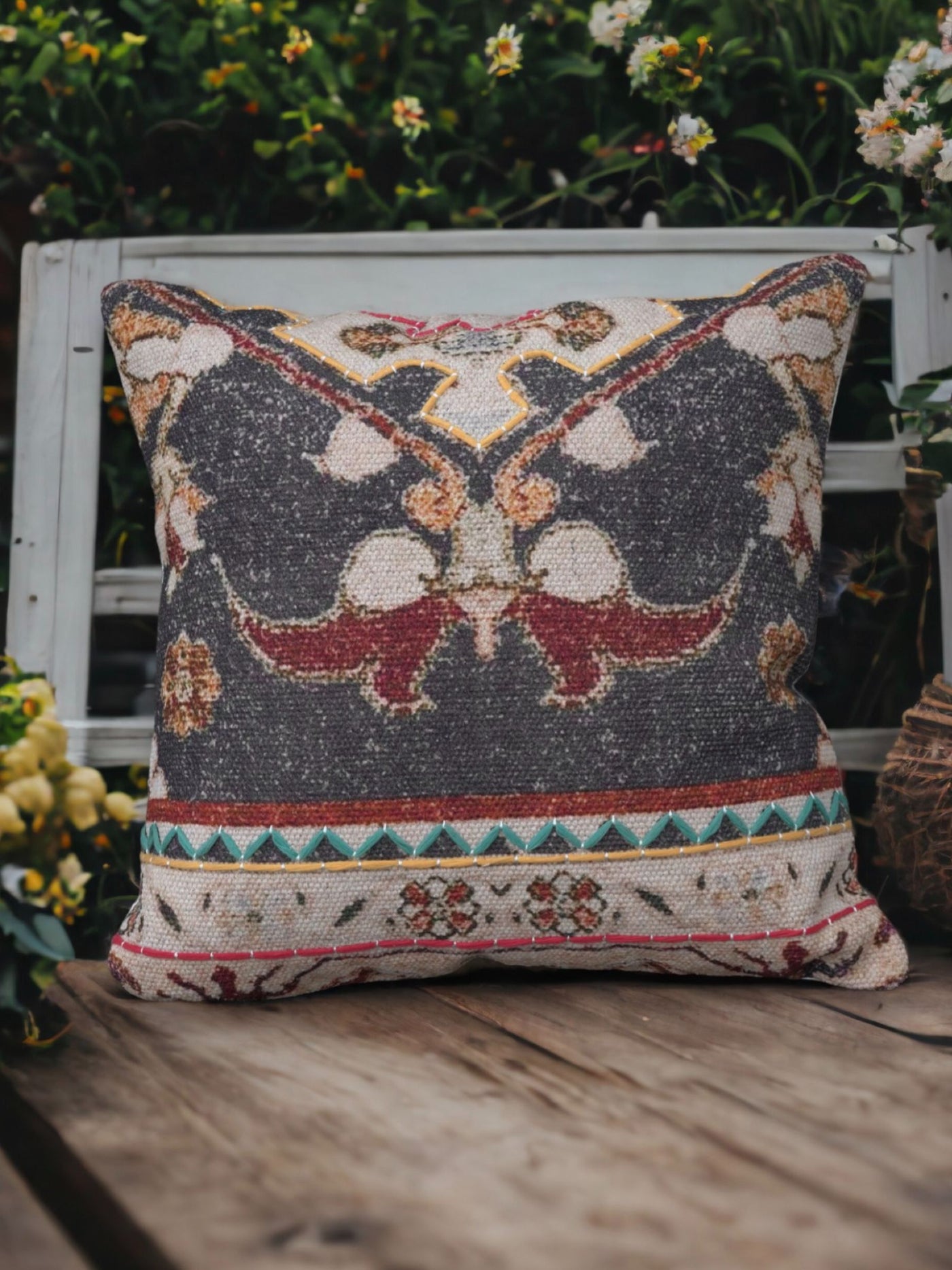 Smed Embroidered Cotton Cushion