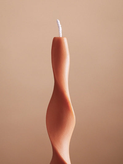 Spiral Taper Candles Set of 2 - Ivory & Biscoff