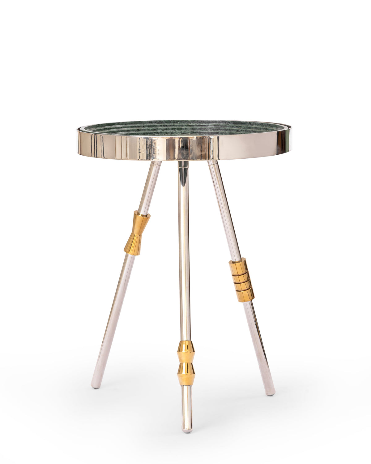 Sputnik Accent Table | Stainless Steel & Green Marble Side Table