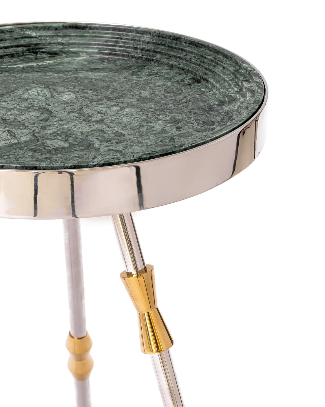 Sputnik Accent Table | Stainless Steel & Green Marble Side Table