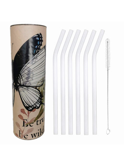 Glass Straws Reusable Set of 6 - Opal