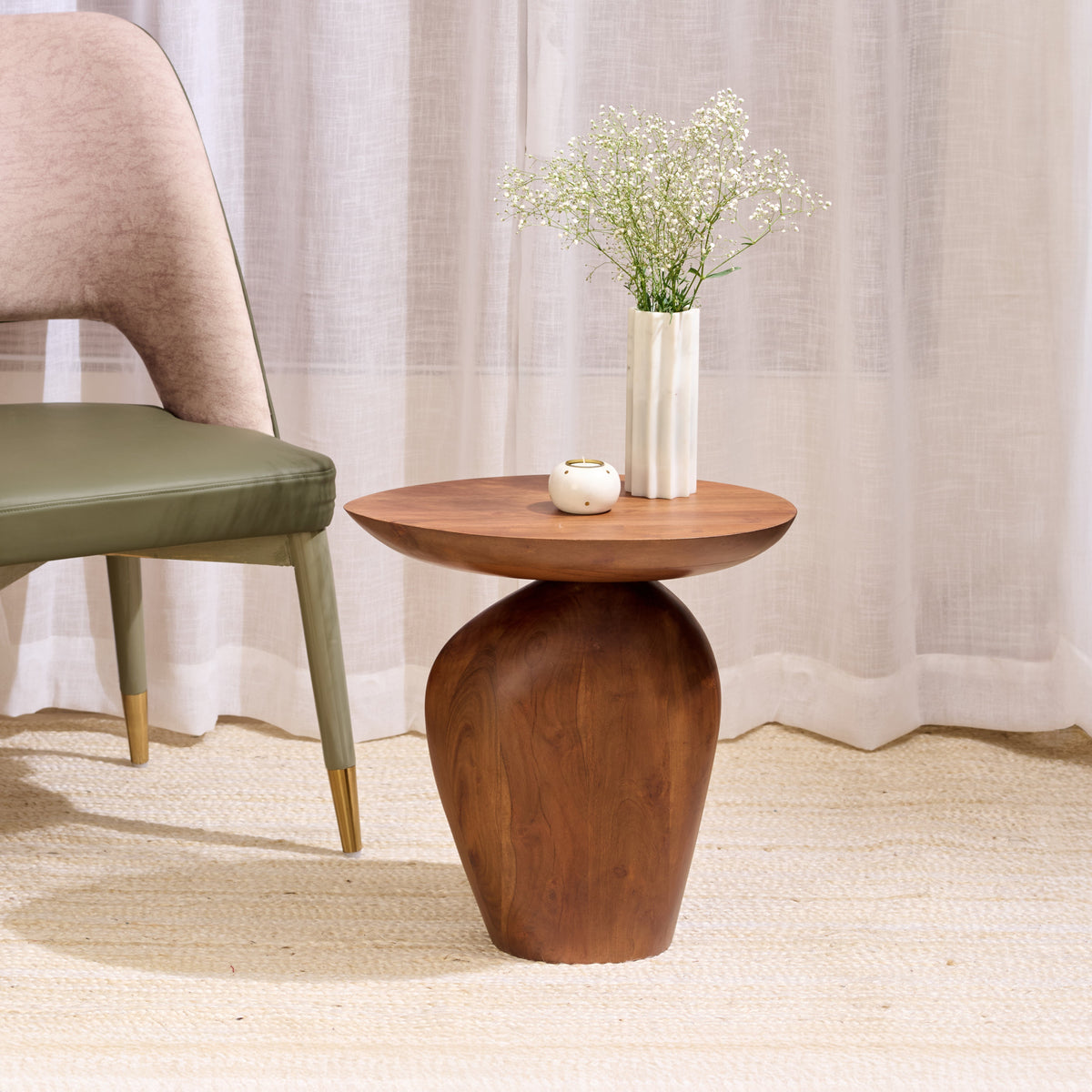 Curvy Wooden Side Table