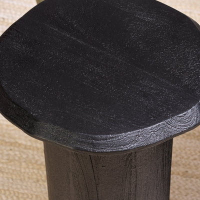 Medium Raw Wood Drink Table - Black