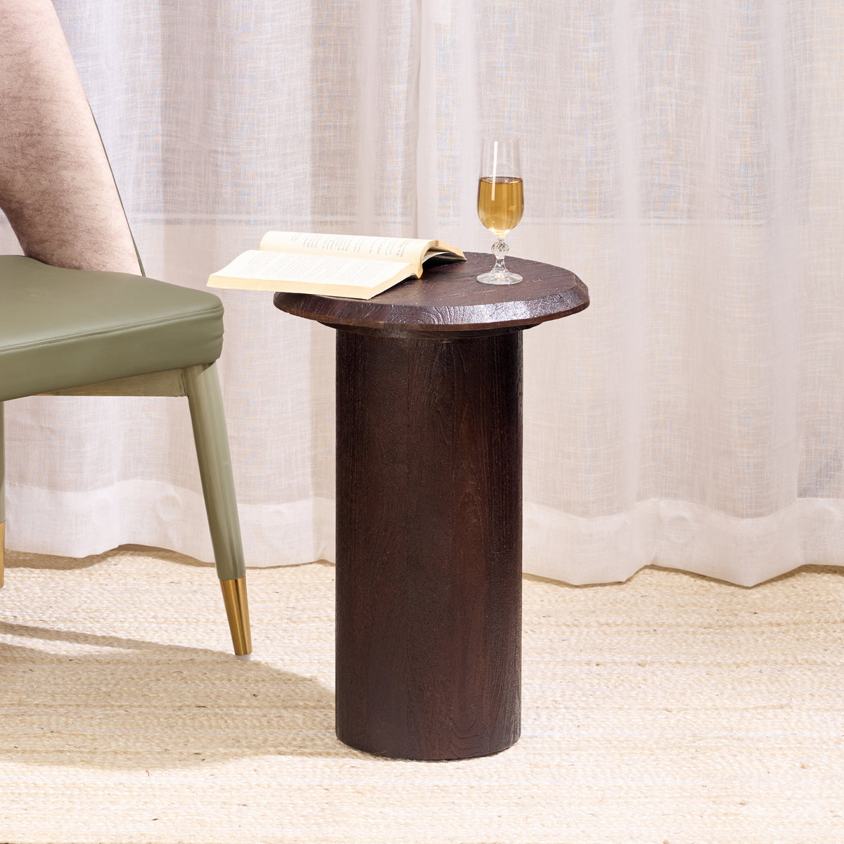 Tall Raw Wood Table - Brown