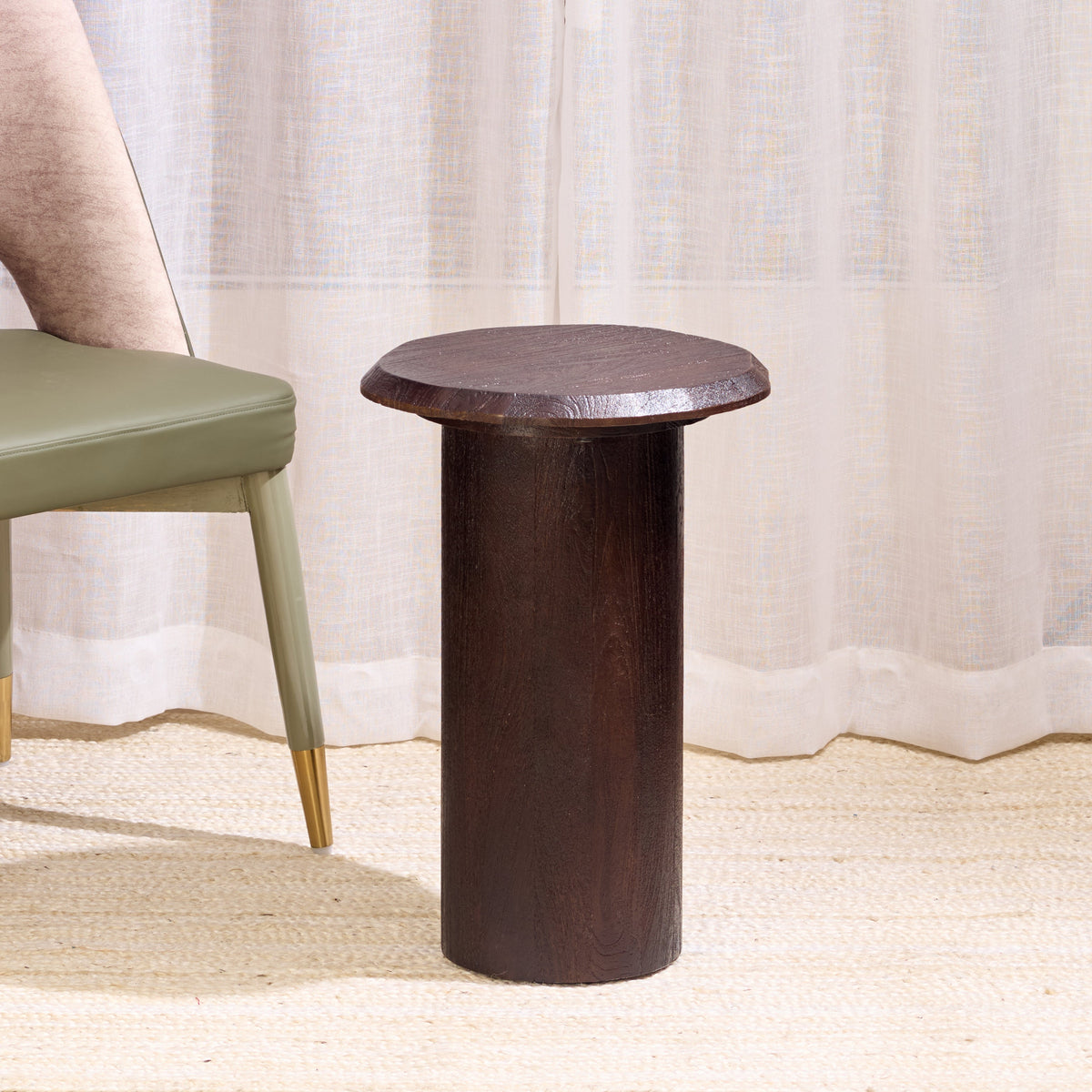 Tall Raw Wood Table - Brown