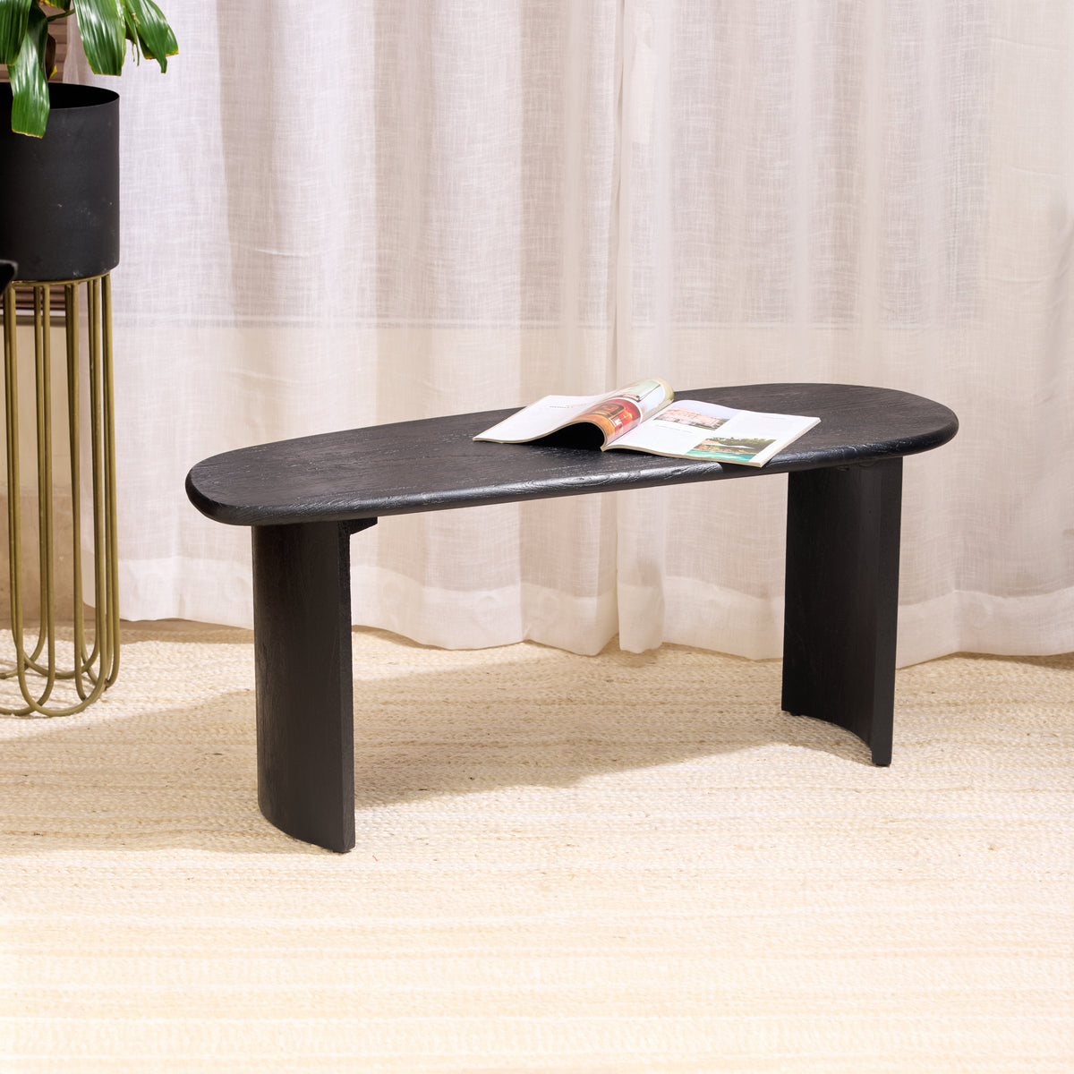 Black Ozzy Wooden Bench/Centre Table