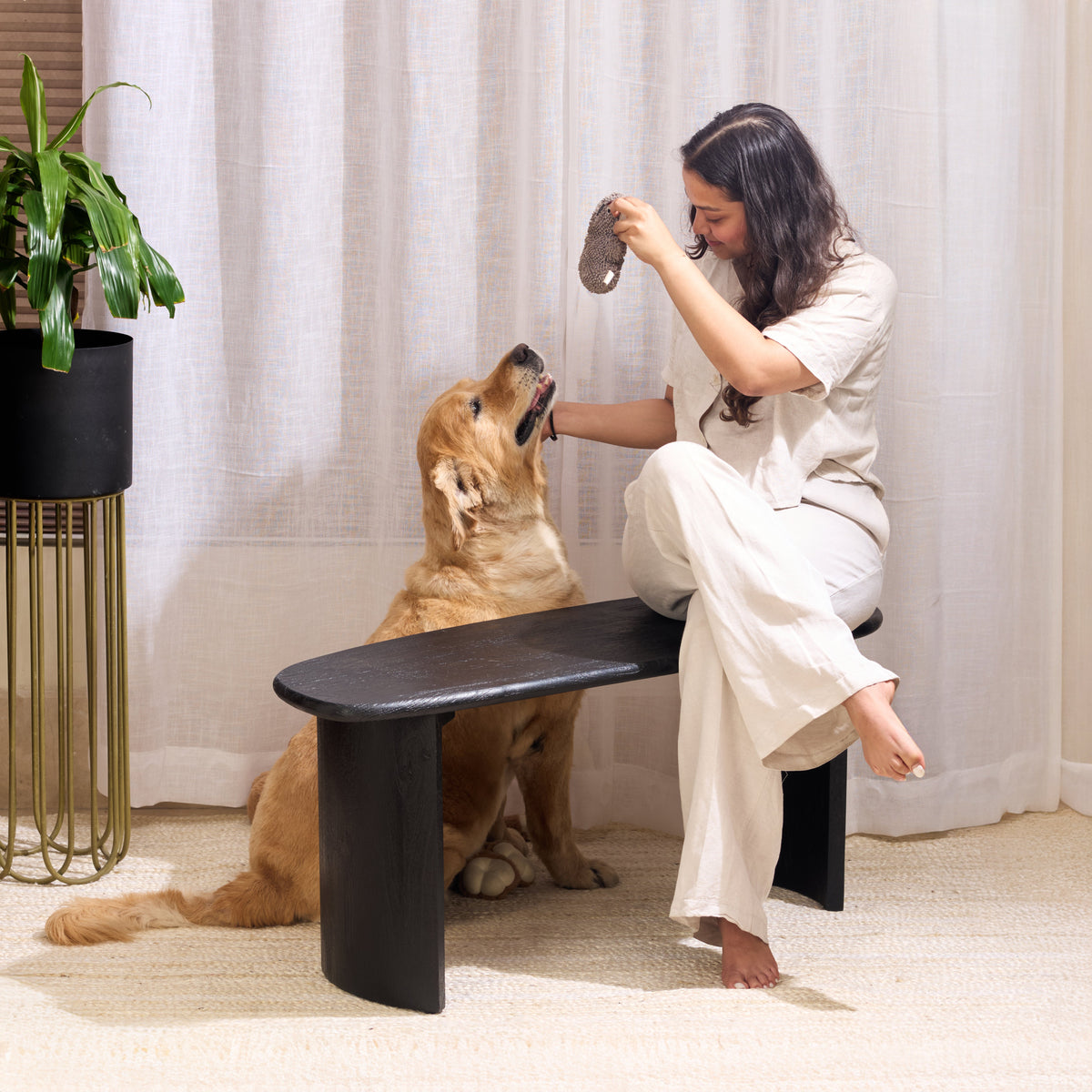 Black Ozzy Wooden Bench/Centre Table