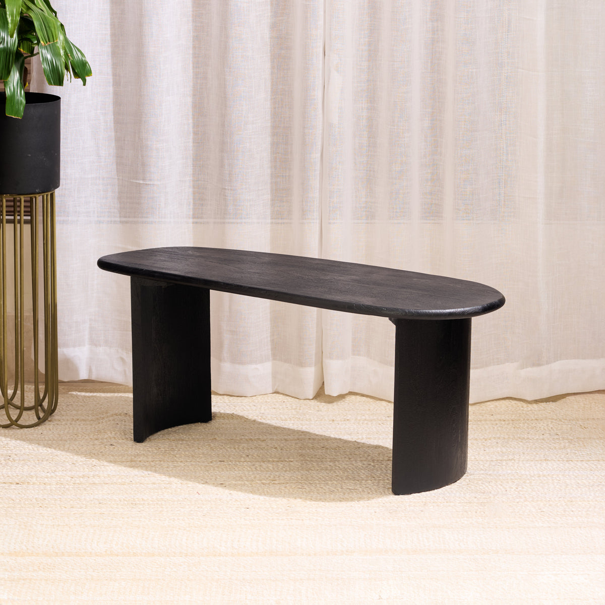 Black Ozzy Wooden Bench/Centre Table