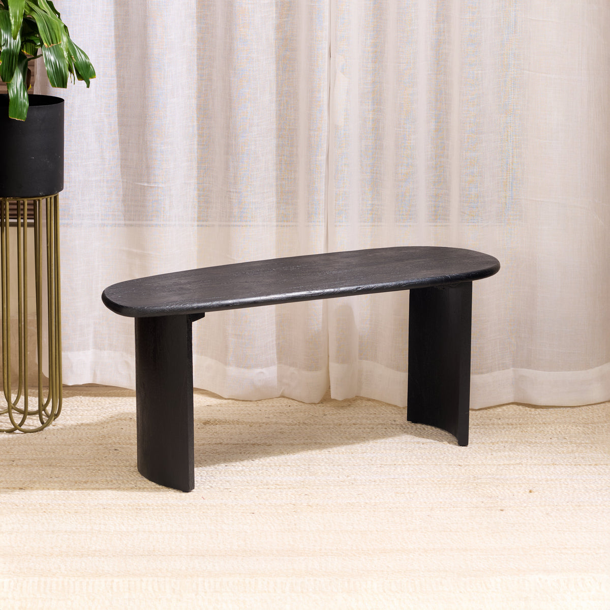 Black Ozzy Wooden Bench/Centre Table
