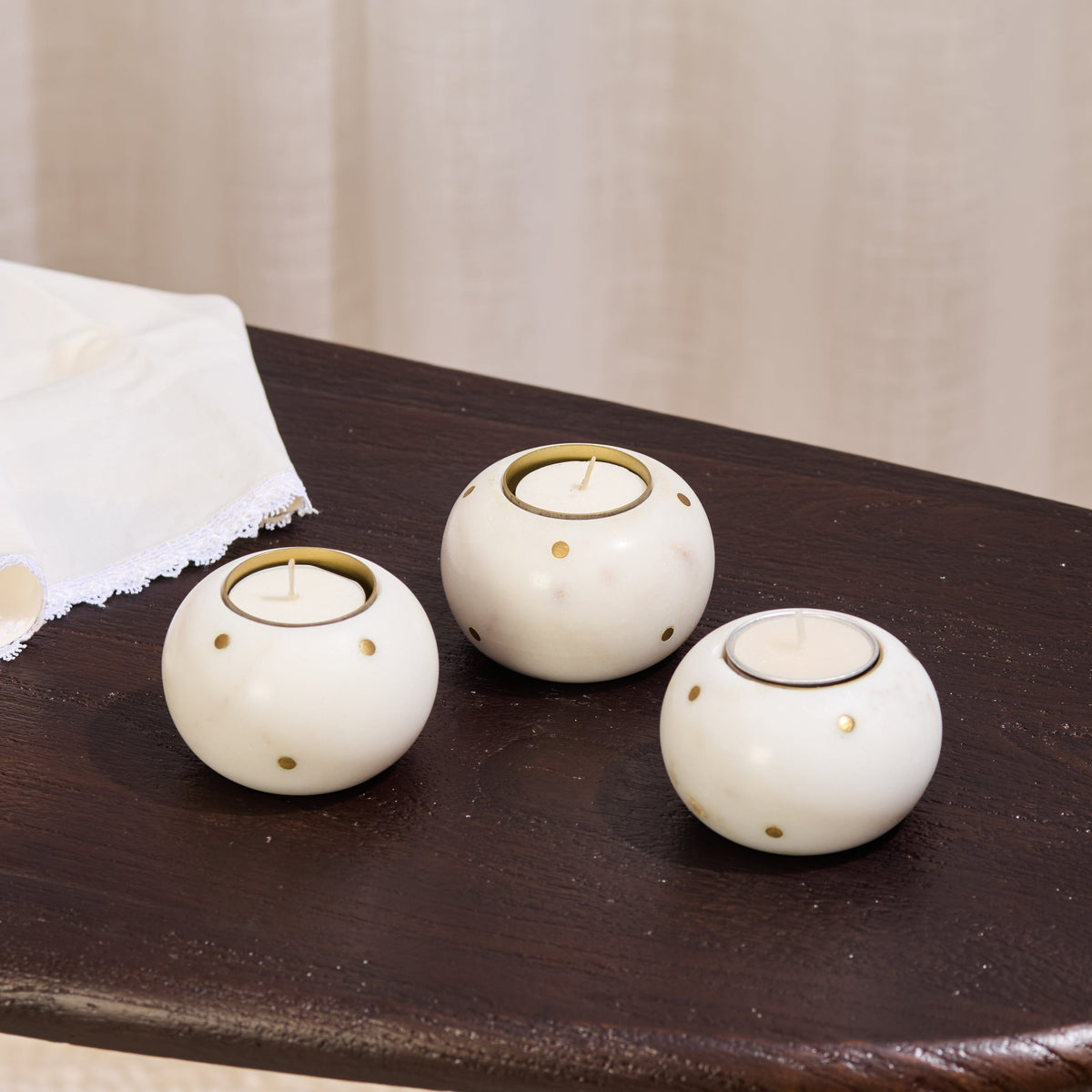 Set of 3 - Polka Dot Tealight Holders