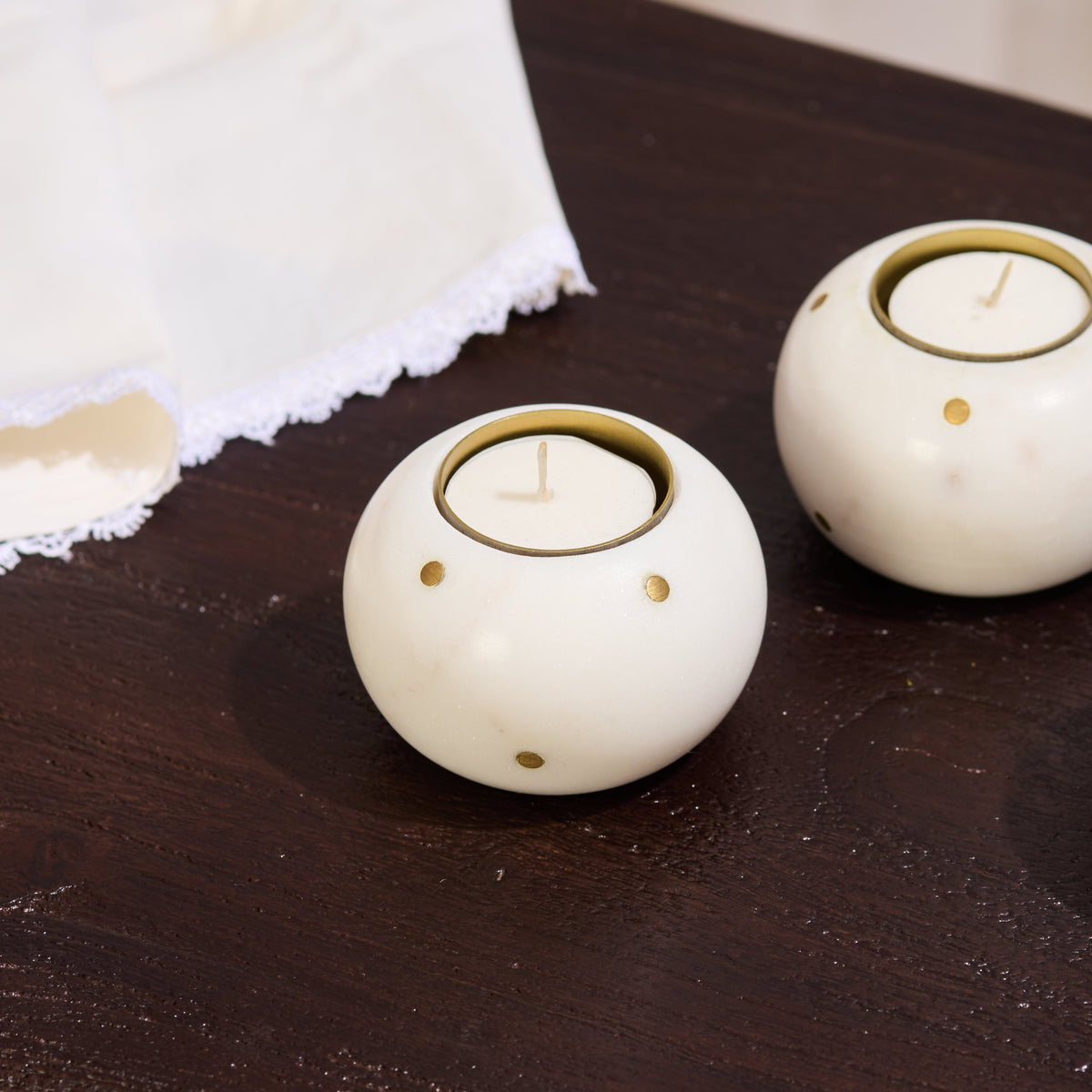 Set of 3 - Polka Dot Tealight Holders
