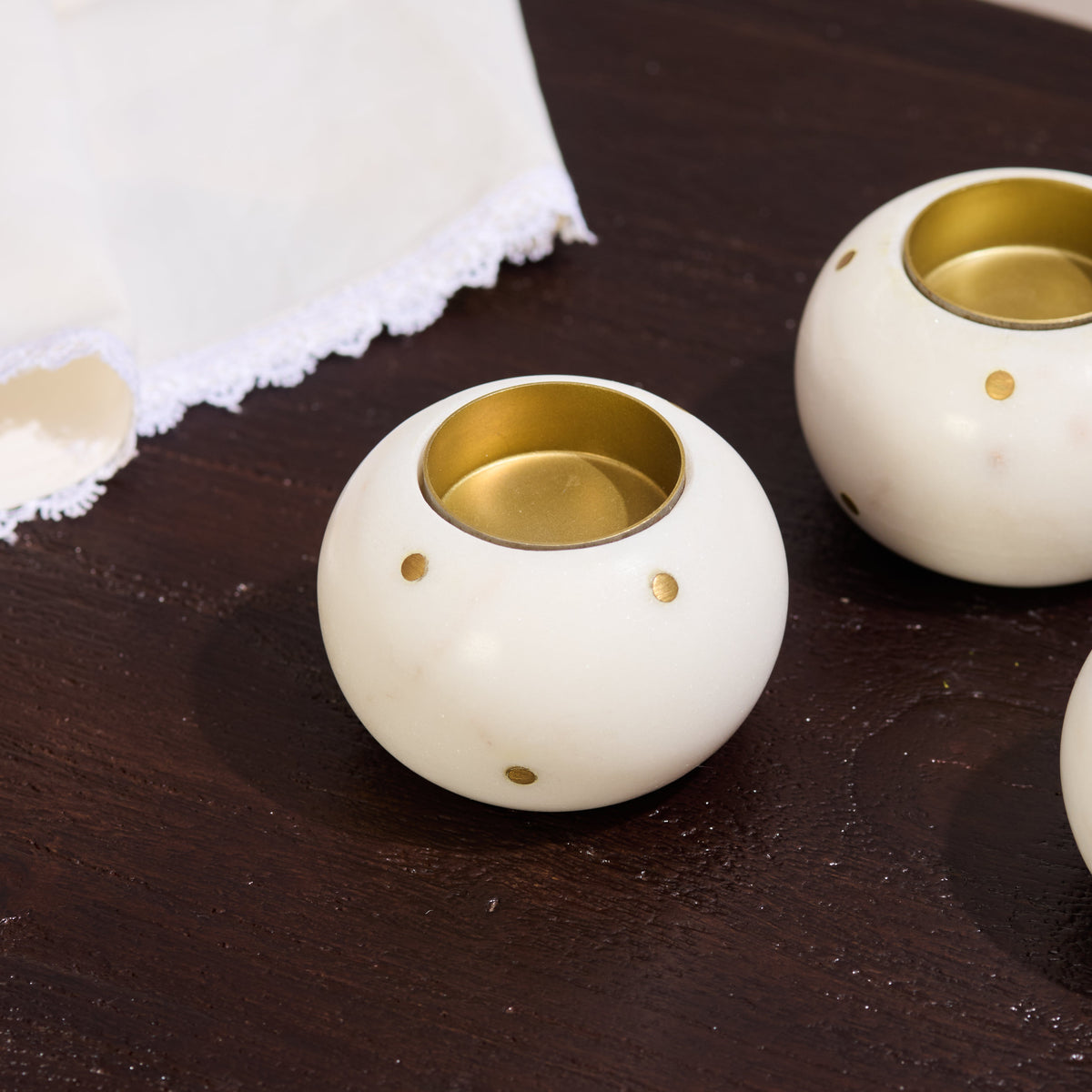 Set of 3 - Polka Dot Tealight Holders