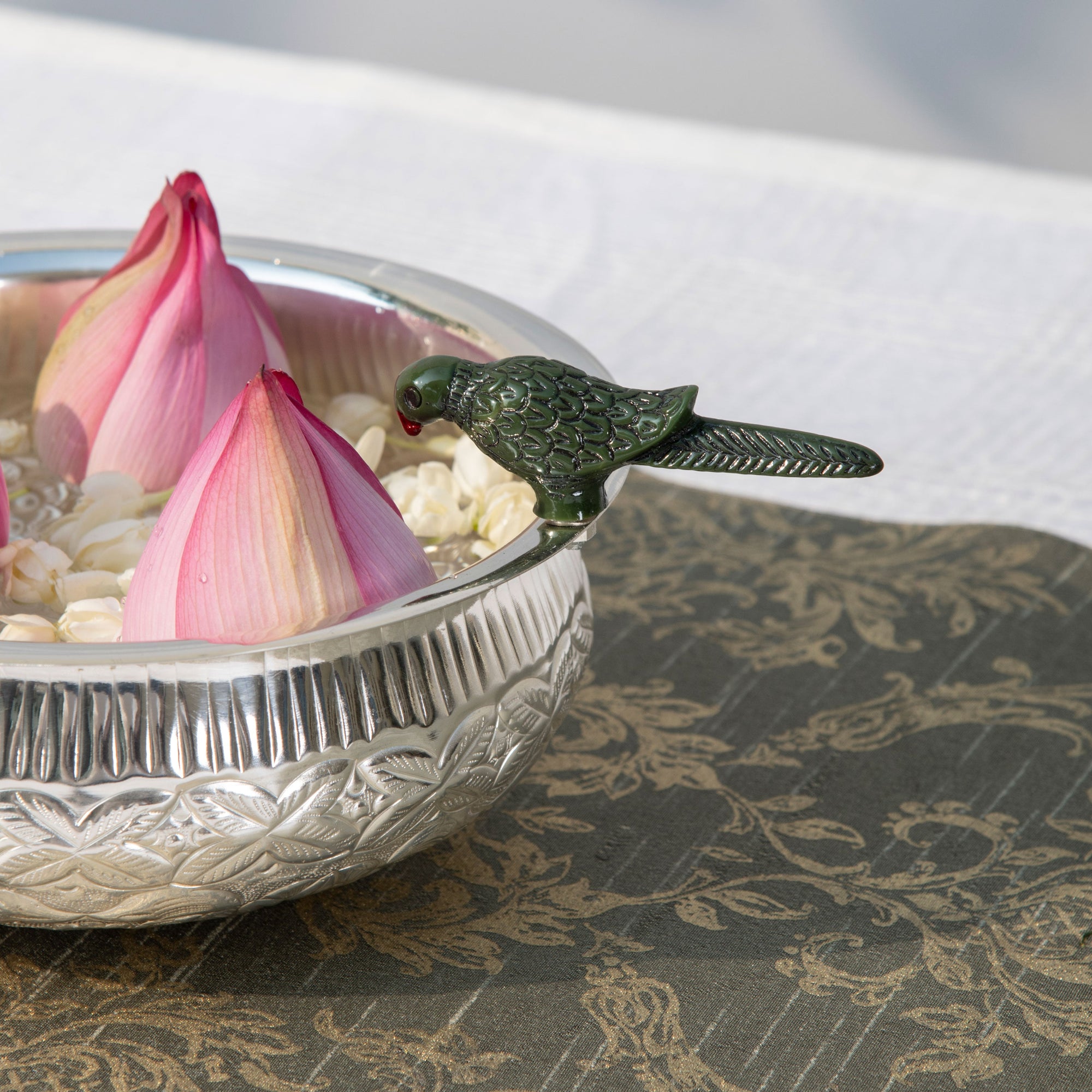 Parrot Brass Urli Medium - Silver