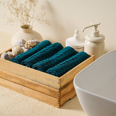 Teal | Cotton Bamboo | Waffle | Face Towel