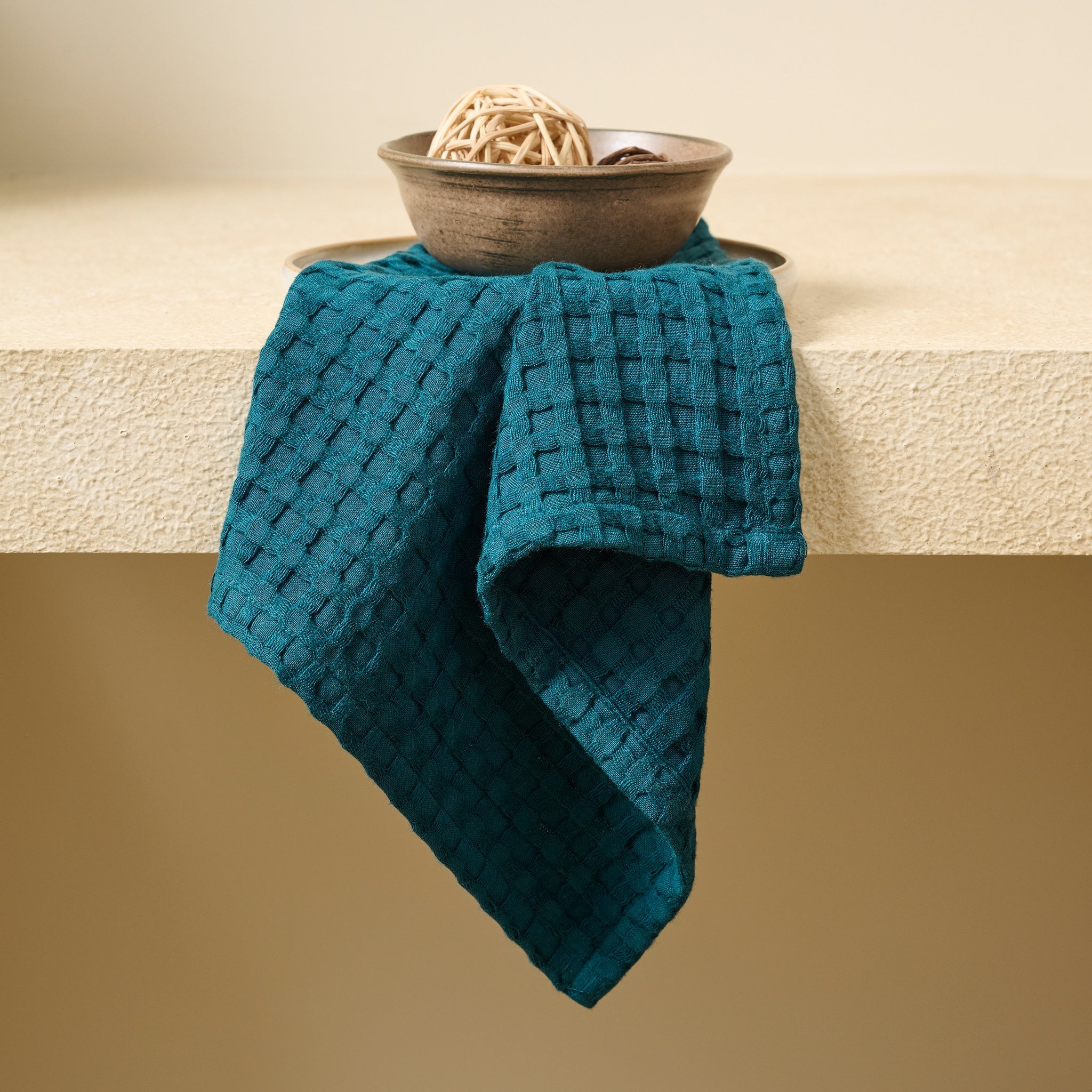Teal | Cotton Bamboo | Waffle | Face Towel