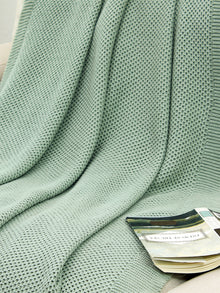 Solid Knitted Throw - Green