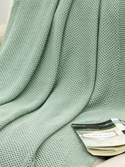 Solid Knitted Throw - Green