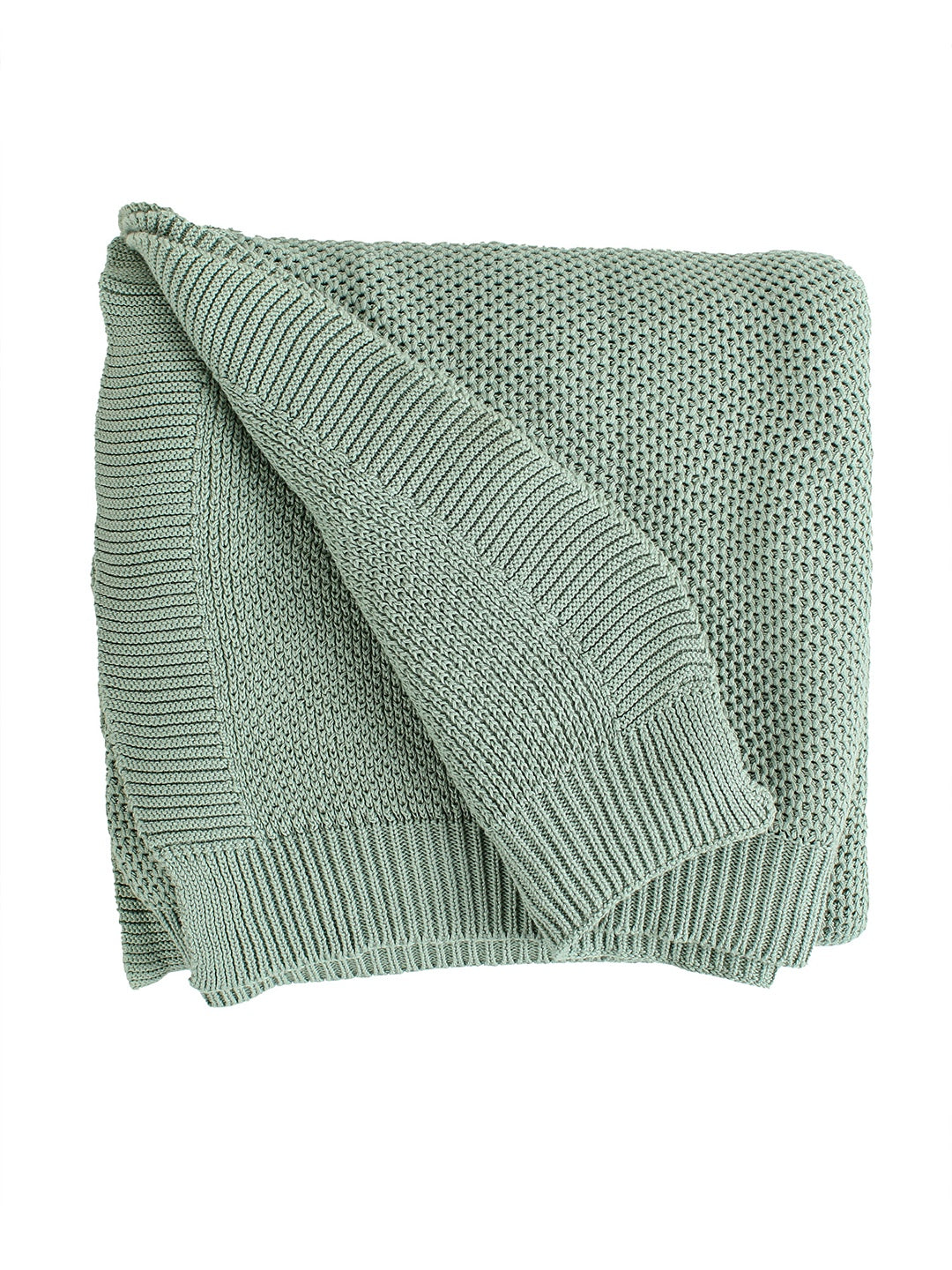 Solid Knitted Throw - Green