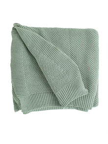 Solid Knitted Throw - Green
