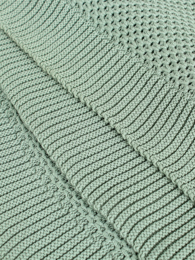 Solid Knitted Throw - Green