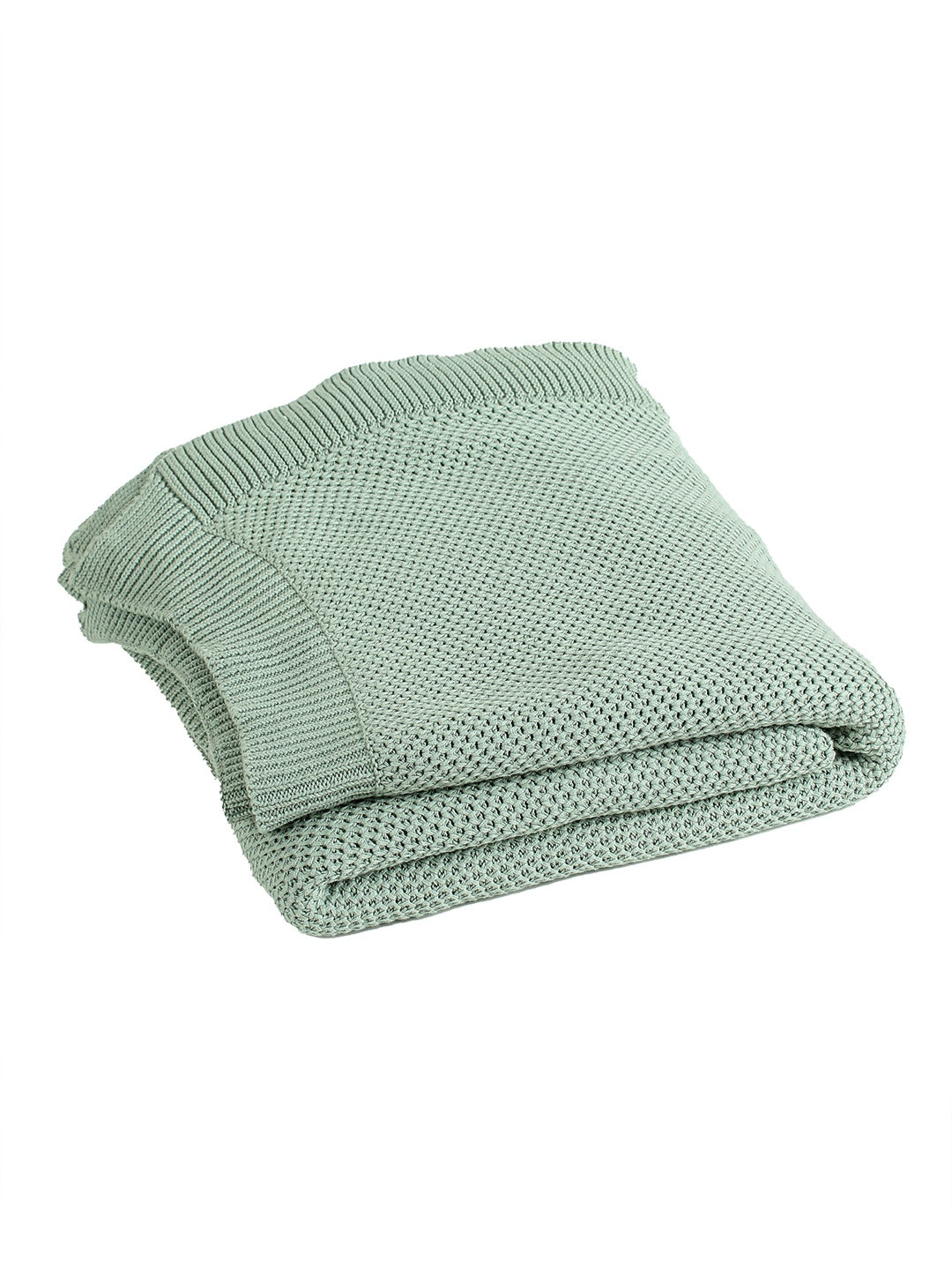 Solid Knitted Throw - Green