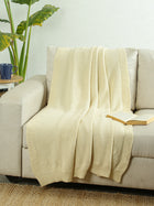 Solid Knitted Throw - White