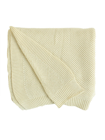 Solid Knitted Throw - White