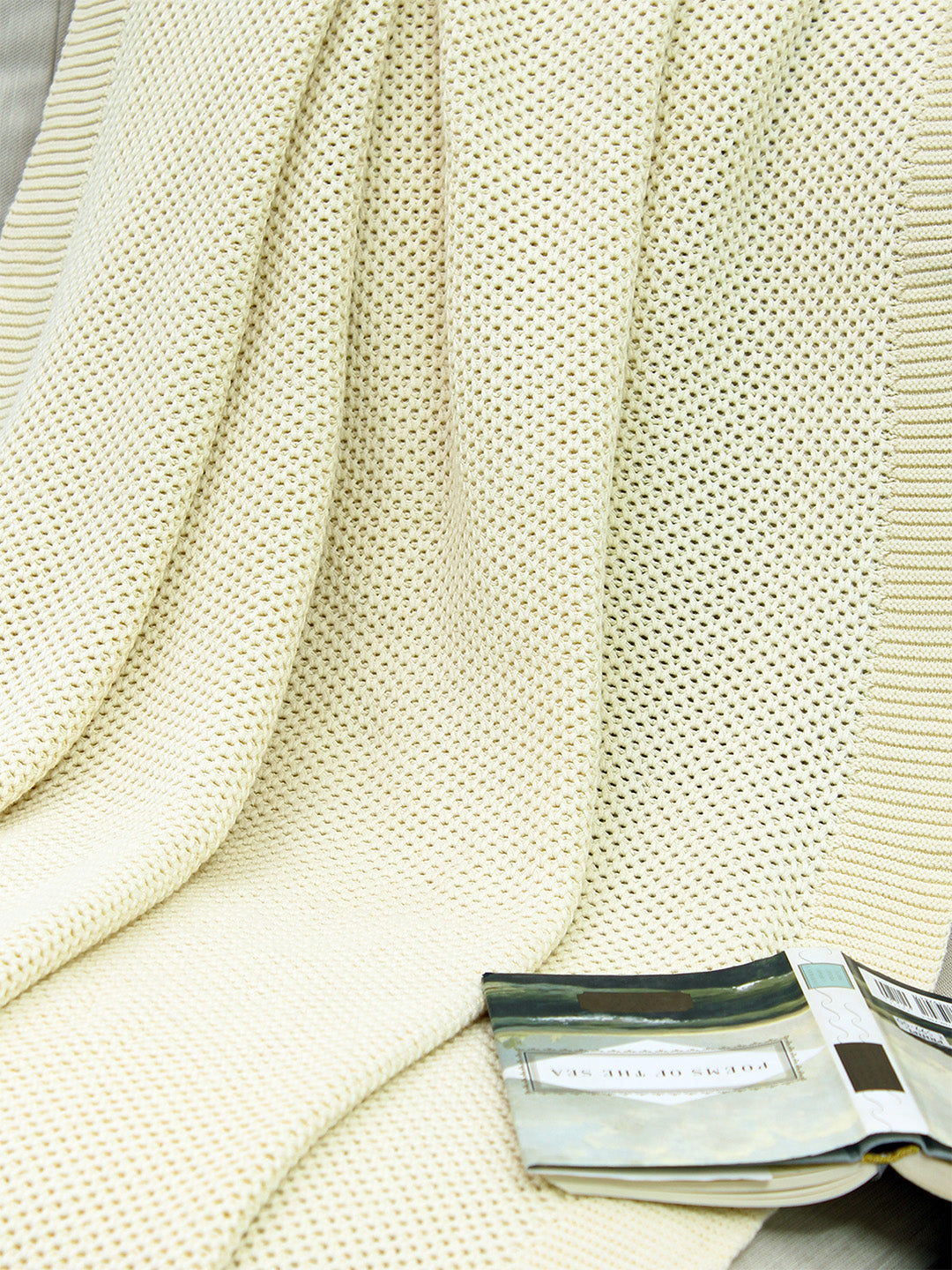 Solid Knitted Throw - White