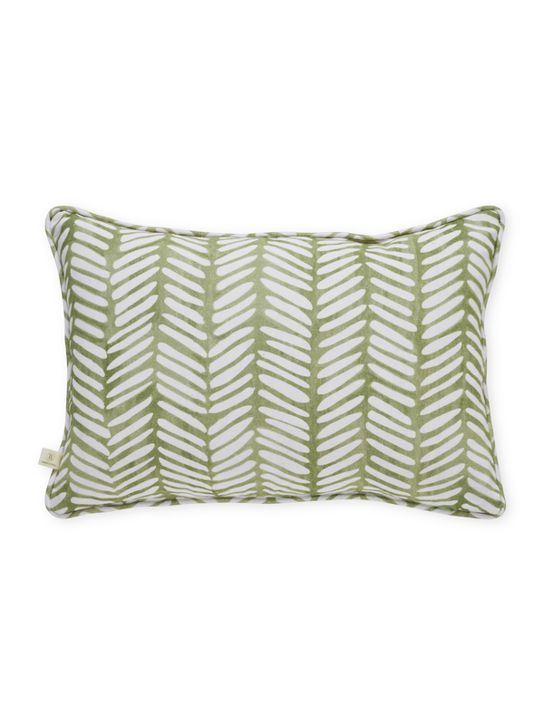 Ayna Linear Leaf Blue Cushion Cover
