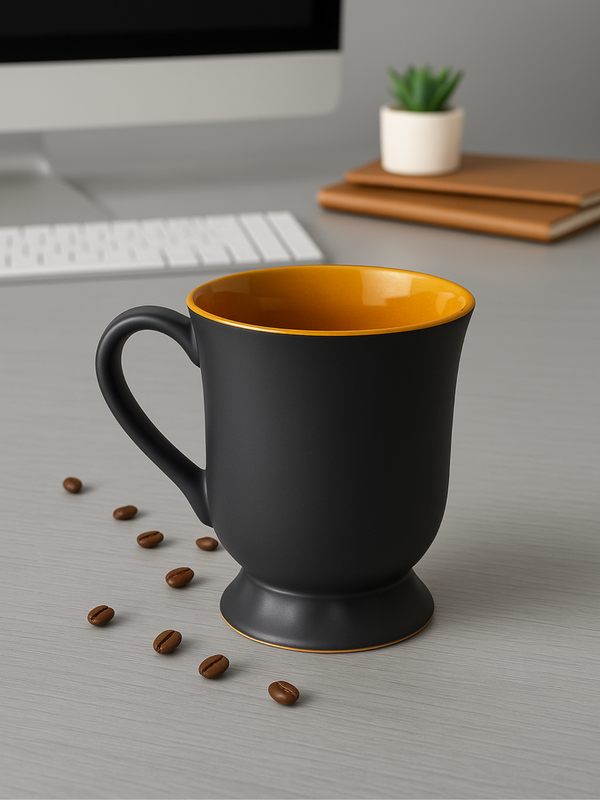 Glossy Black Ceramic Coffee Mug – 350ML