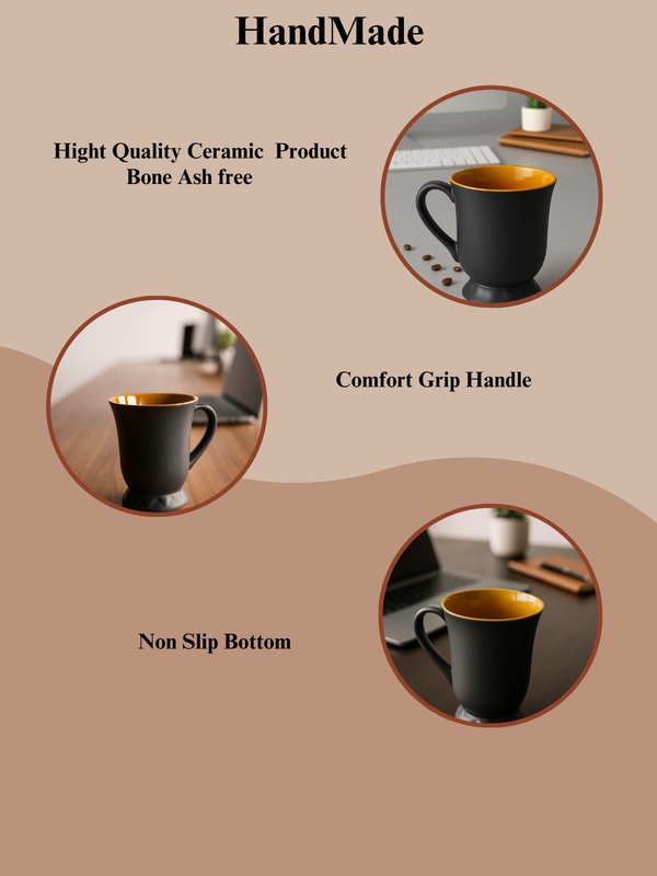 Glossy Black Ceramic Coffee Mug – 350ML