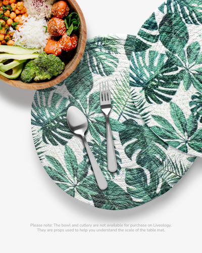 Monstrera Printed round placemats  Pack of 4