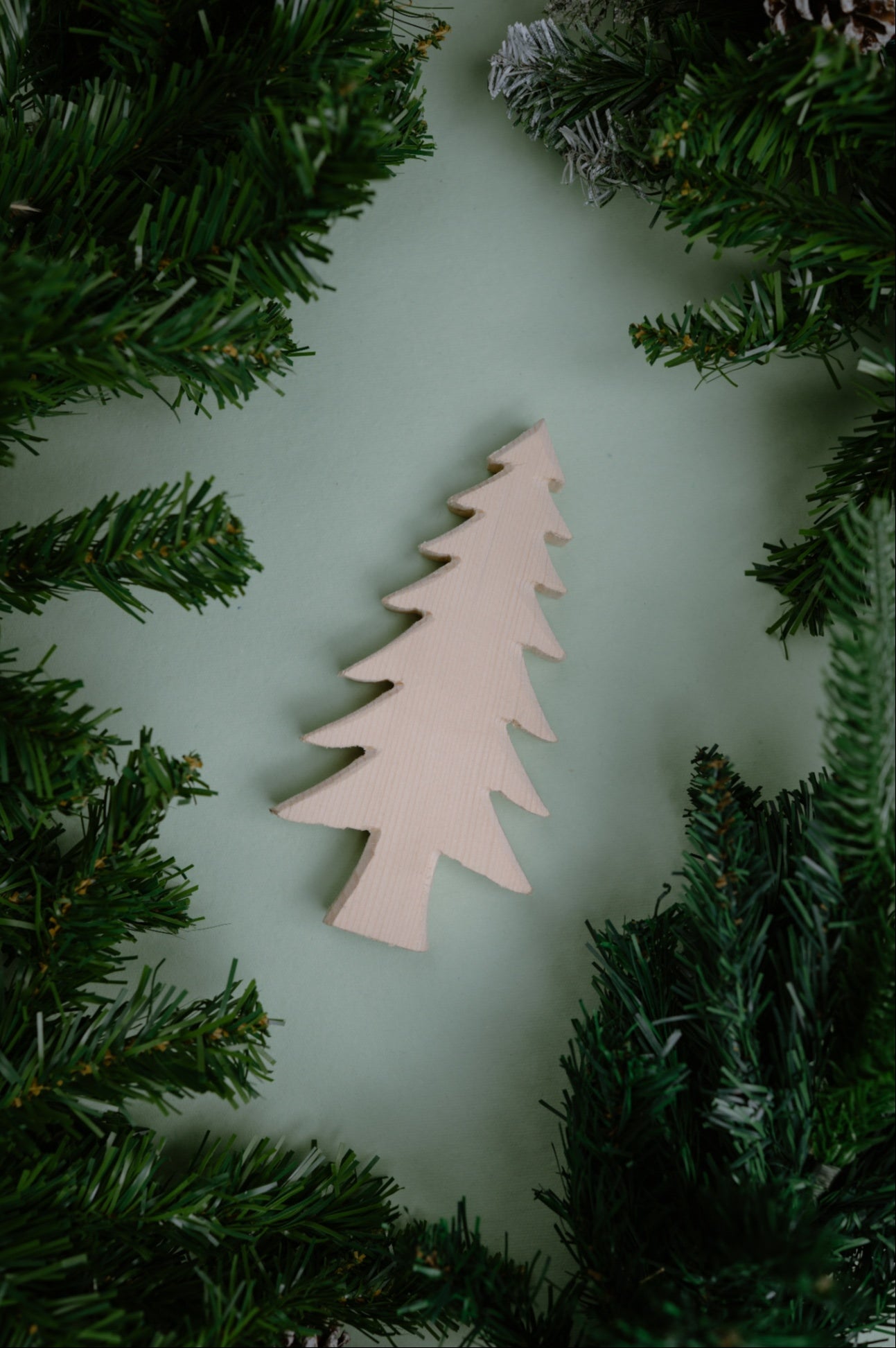 Wooden Pine Christmas Tree Cutout (Small)