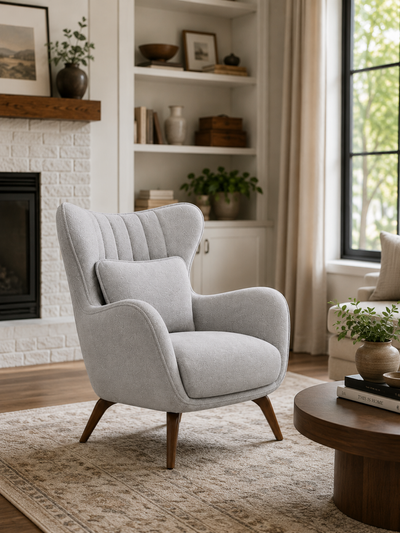 Suede fabric  lounge chair